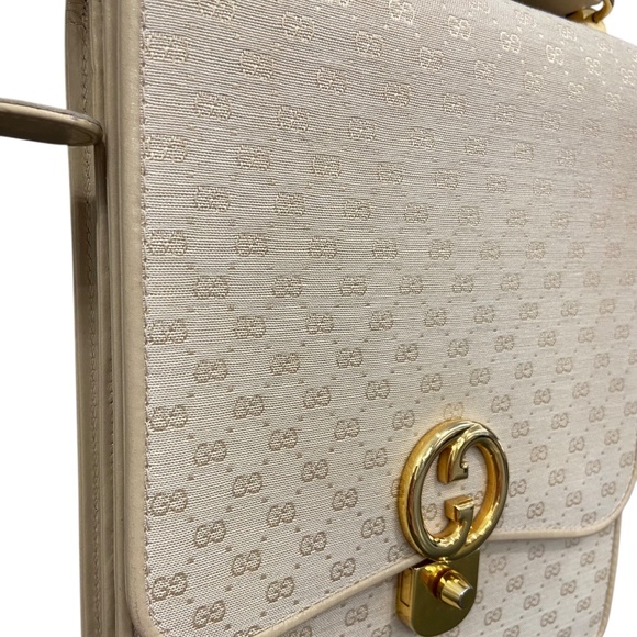 Gucci Shoulder Bag w/ COA | Authentic Gucci Handbag Gold Hardware Ivory Micro GG - Picture 15 of 16